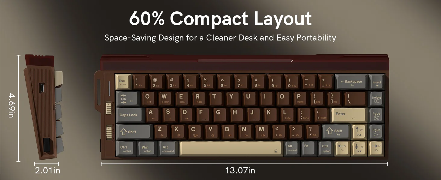 Redragon K752 60% Tri-Mode Wireless Mechanical Gaming Keyboard with RGB - Thumbnail 15