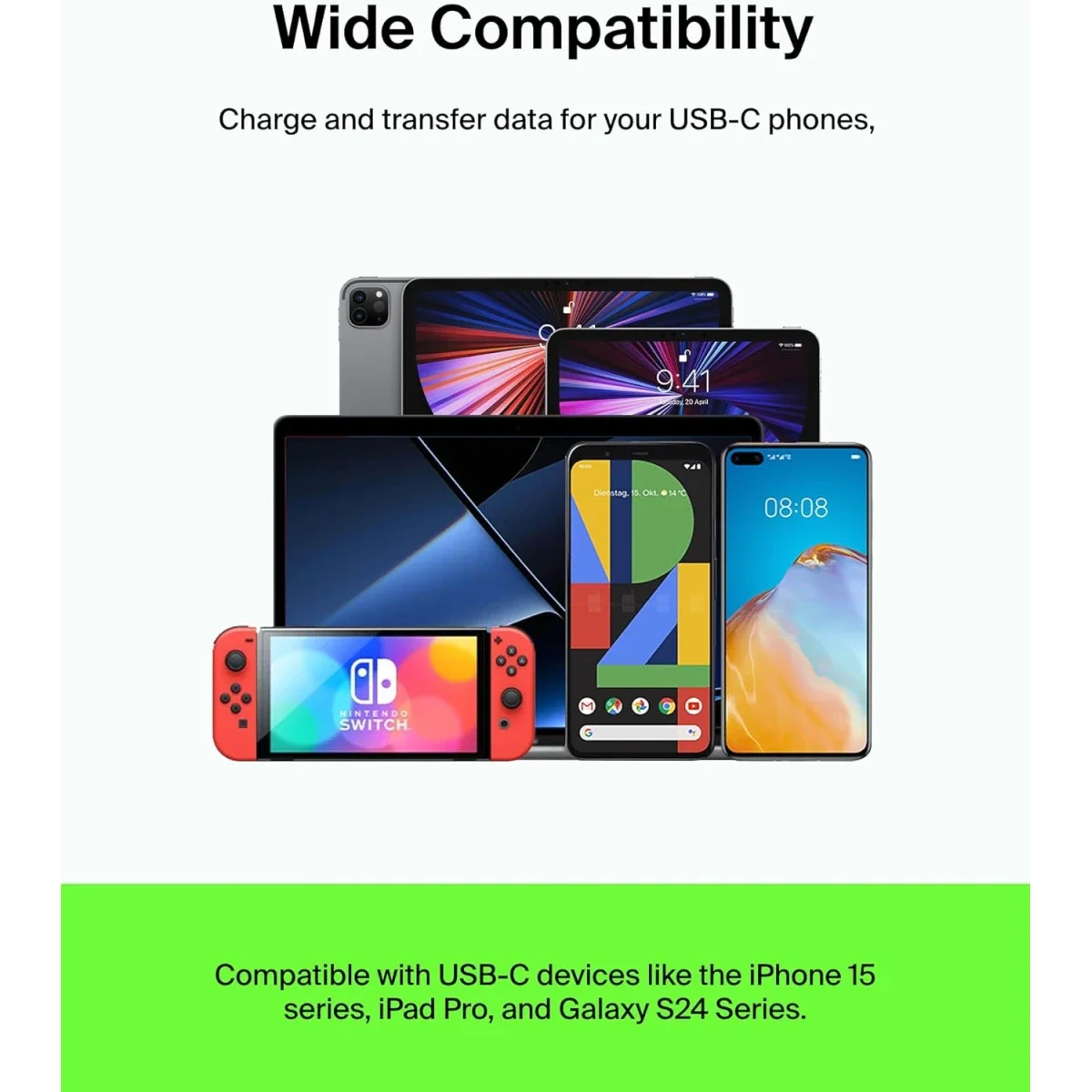 كابل Belkin CAB003BT1MWH BoostCharge USB-C إلى USB-C للشحن السريع 1 متر أبيض - Thumbnail 6