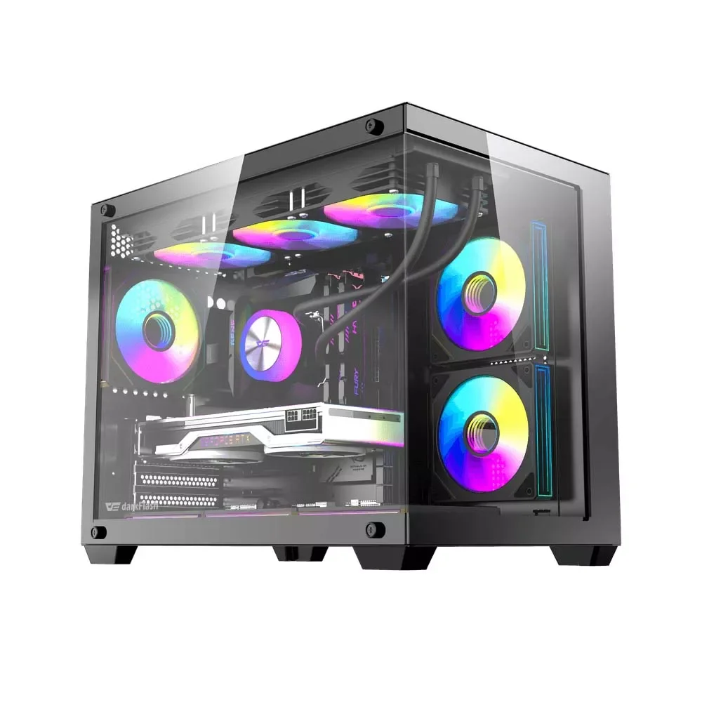 DarkFlash B275 Pro M-ATX PC Case with 6 Infinite Loop ARGB Fans and 650W 80+ Bronze PSU - Black
