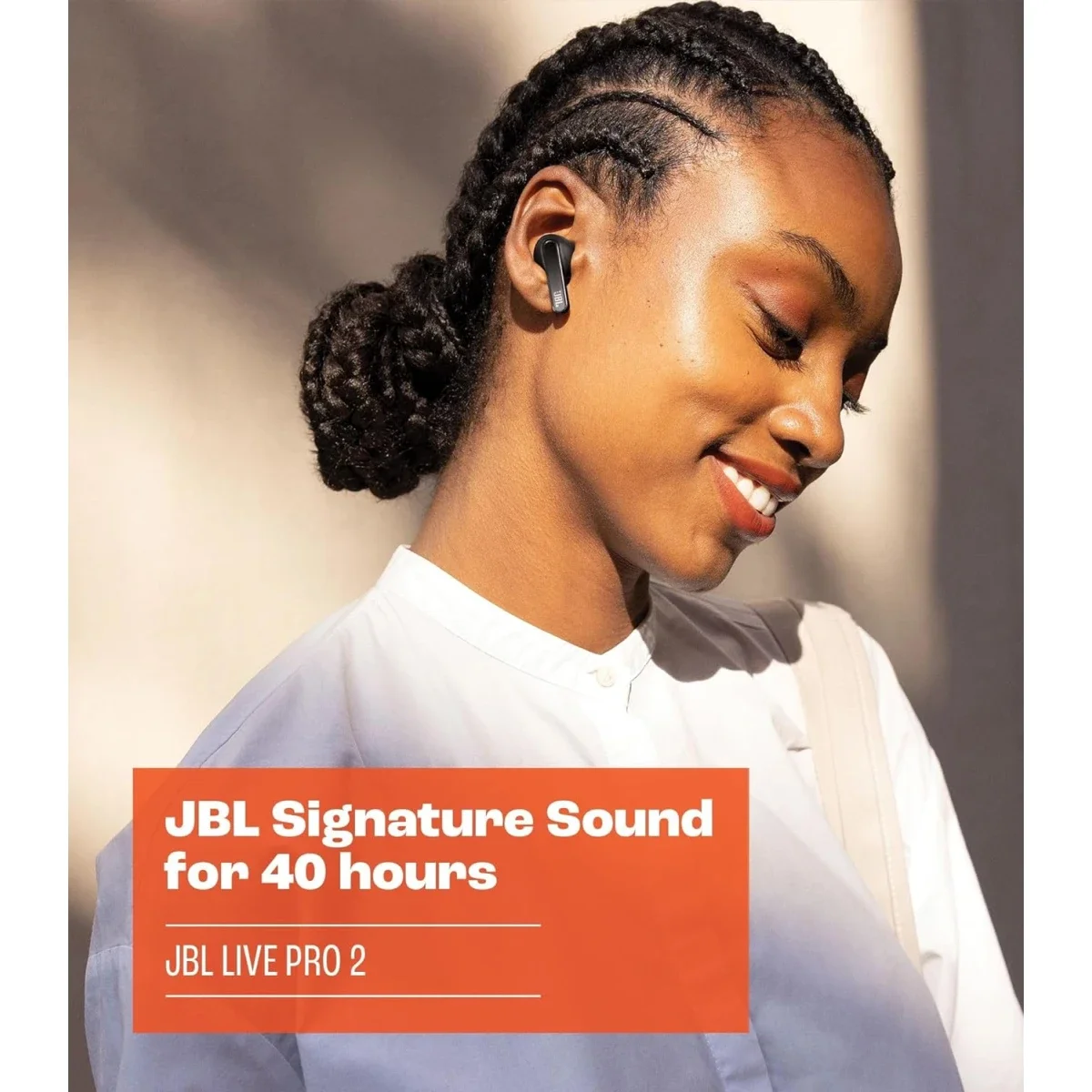 سماعات أذن JBL Live Pro 2 TWS لاسلكية بالكامل مع عزل ضوضاء تكيفي وبطارية 10 ساعات وIPX5، أسود - Thumbnail 2