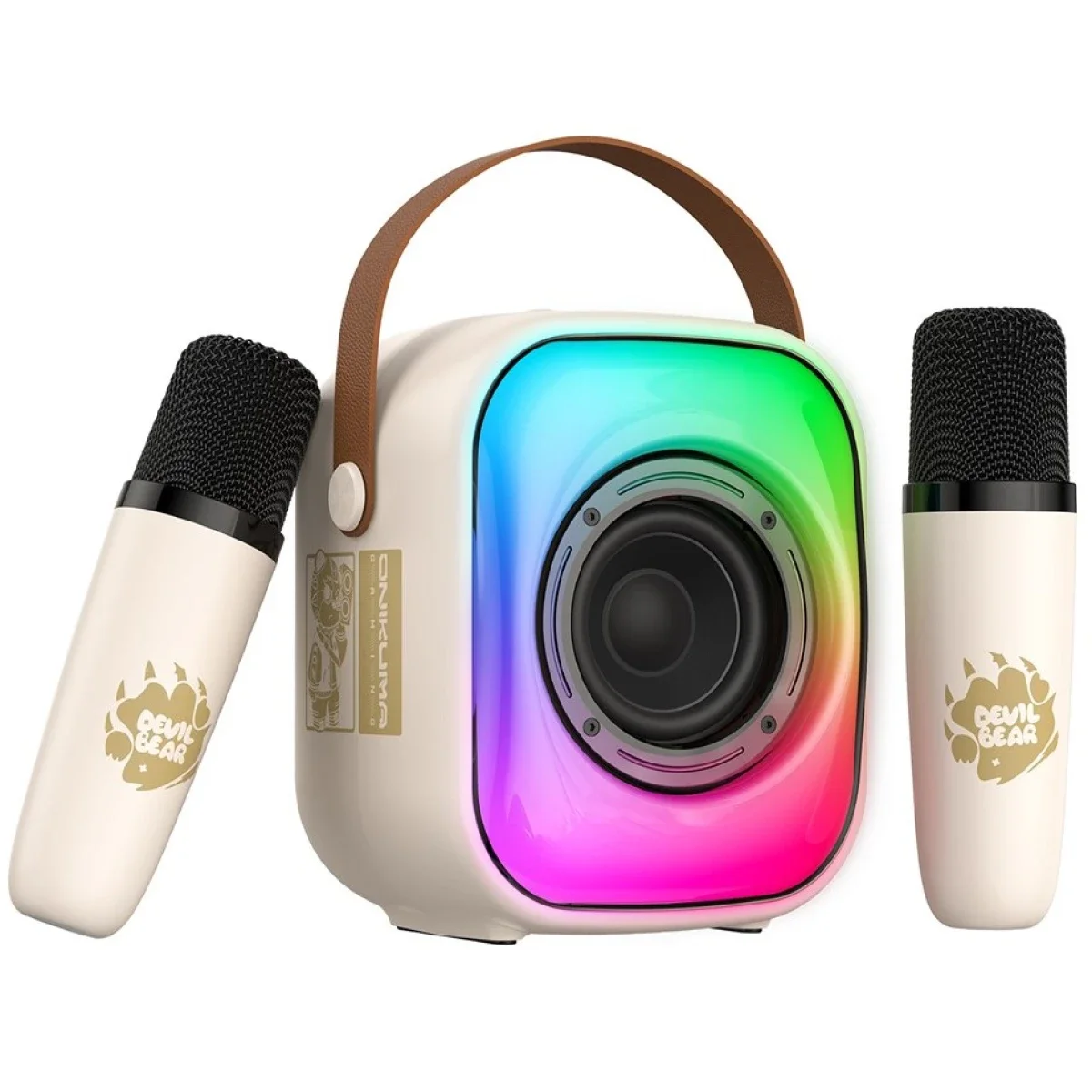ONIKUMA L7 RGB Bluetooth Karaoke Speaker with 2 Microphones - Beige
