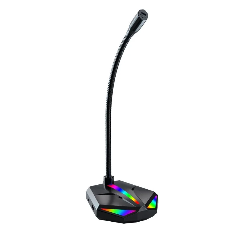 مايكروفون مكتبي H1 USB بإضاءة RGB وموزع USB بثلاثة منافذ ومخرج AUX 3.5 مم - Image 8