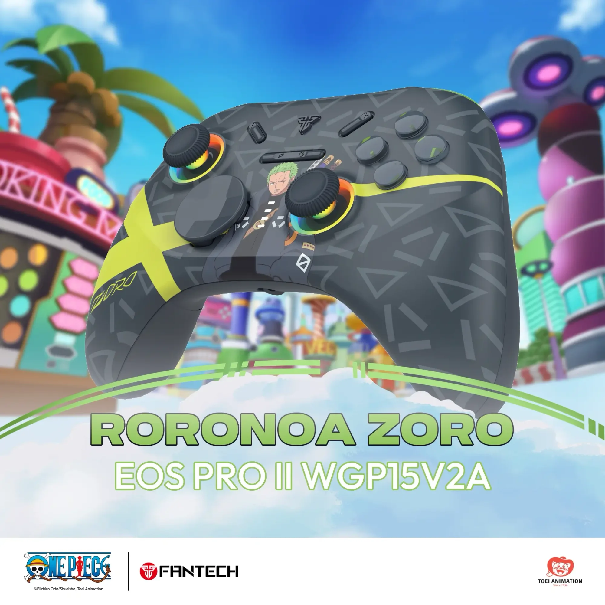 يد تحكم ألعاب لاسلكية Fantech EOS II PRO WGP15V2A إصدار One Piece Zoro Egghead - Image 3