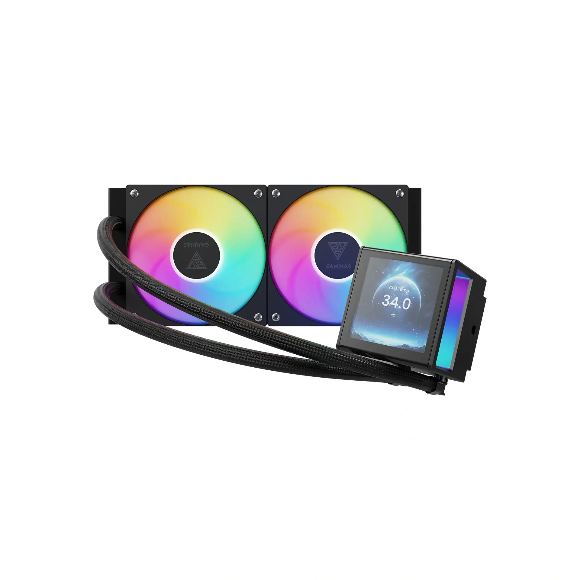 مبرد سائل للمعالج GAMDIAS CHIONE P5-240 ARGB 240mm مع شاشه IPS LCD باللون اسود