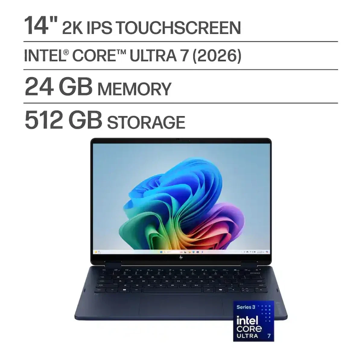 لابتوب HP OmniBook X Flip 14-kp0023dx بشاشة لمس 14 إنش 2K، Core Ultra 7 355، رام 24GB، SSD 512GB، أزرق جوي - Thumbnail 2