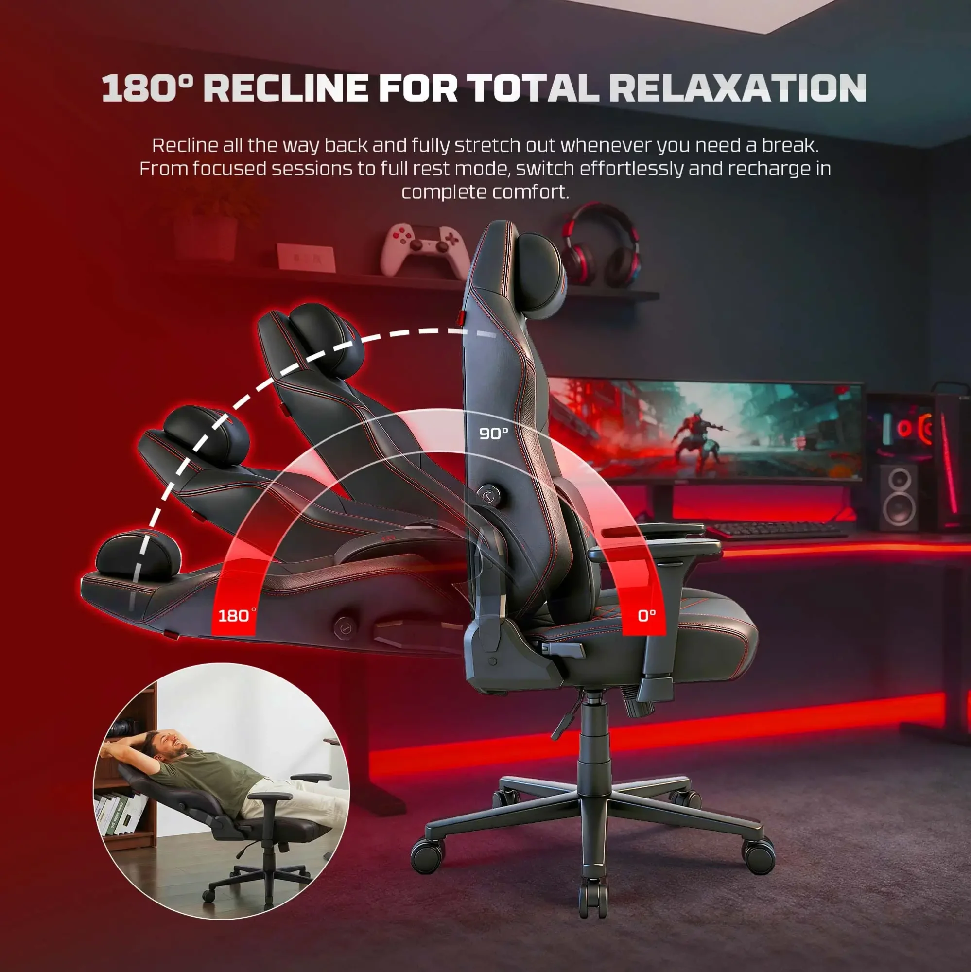Fantech GC284P NEO ARC PRO Gaming Chair with Magnetic Memory Foam Headrest and Adjustable Lumbar Support - Image 9