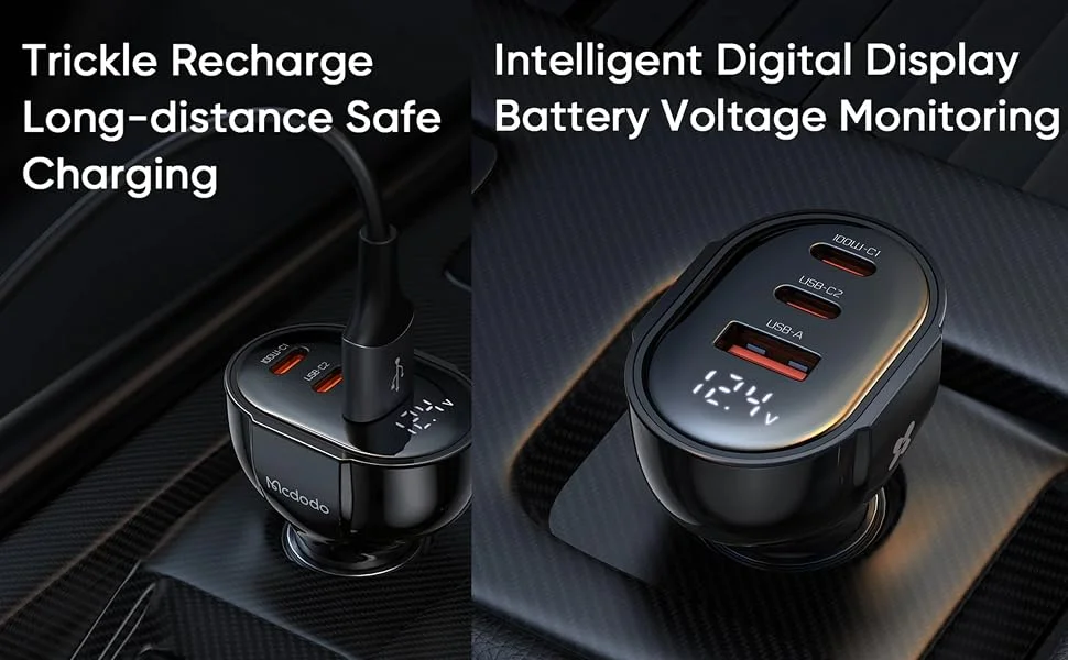 Mcdodo CC-4450 128W Digital Display 2 USB-C + USB-A PD Fast Car Charger - Thumbnail 10