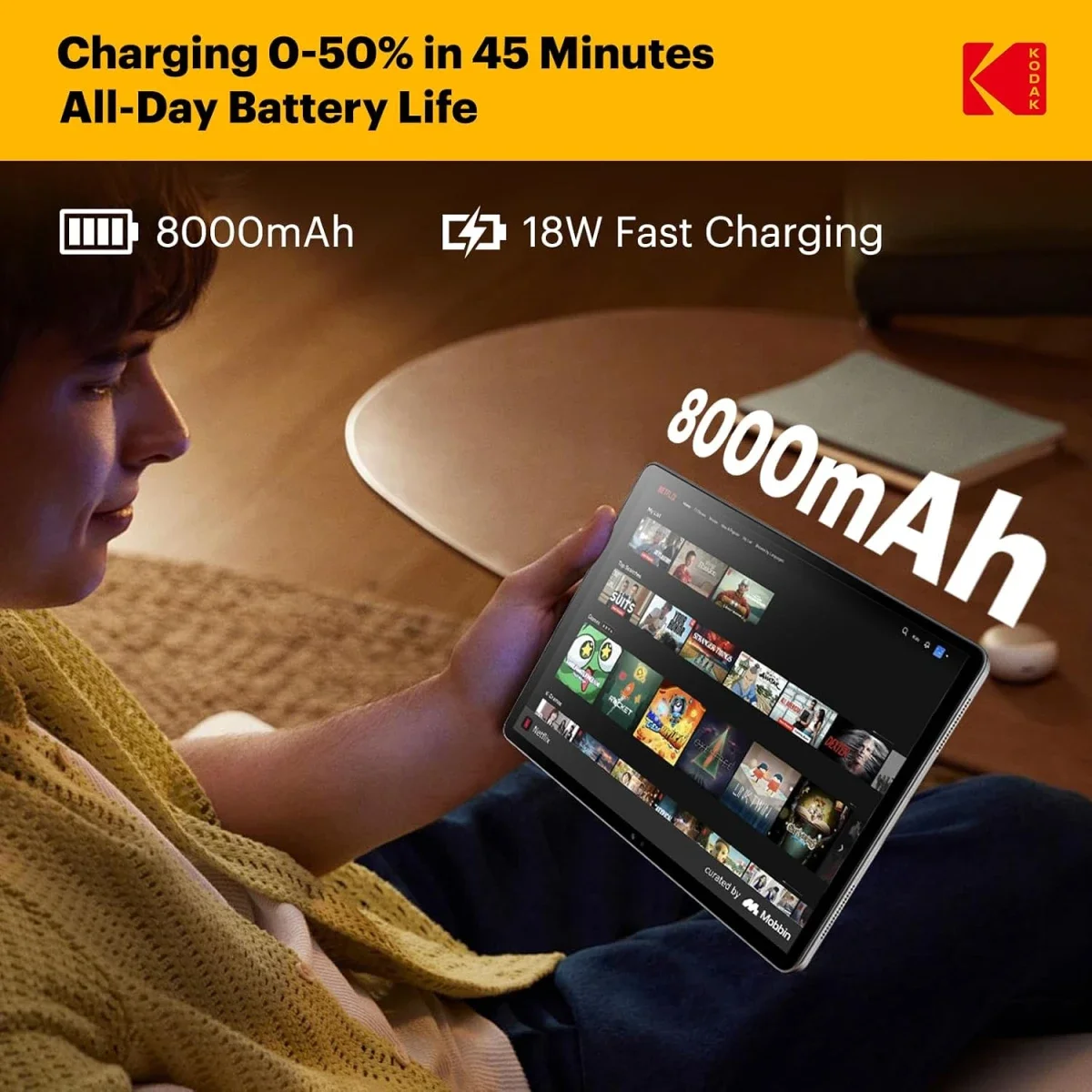 تابلت Kodak K12 (2025) أندرويد واي فاي 12.0 إنش، 128GB، رام 6GB + 12GB مشتركة، IPS 2.4K، رمادي فضائي - Thumbnail 4