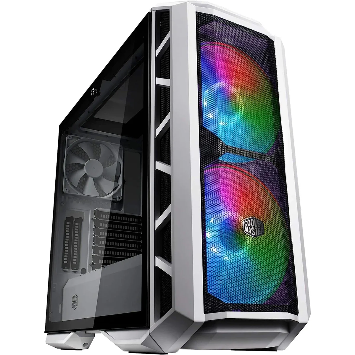 هيكل كمبيوتر Cooler Master MasterCase H500P Mesh ARGB ميد تاور مع لوحه جانبيه من زجاج مقسي - ابيض
