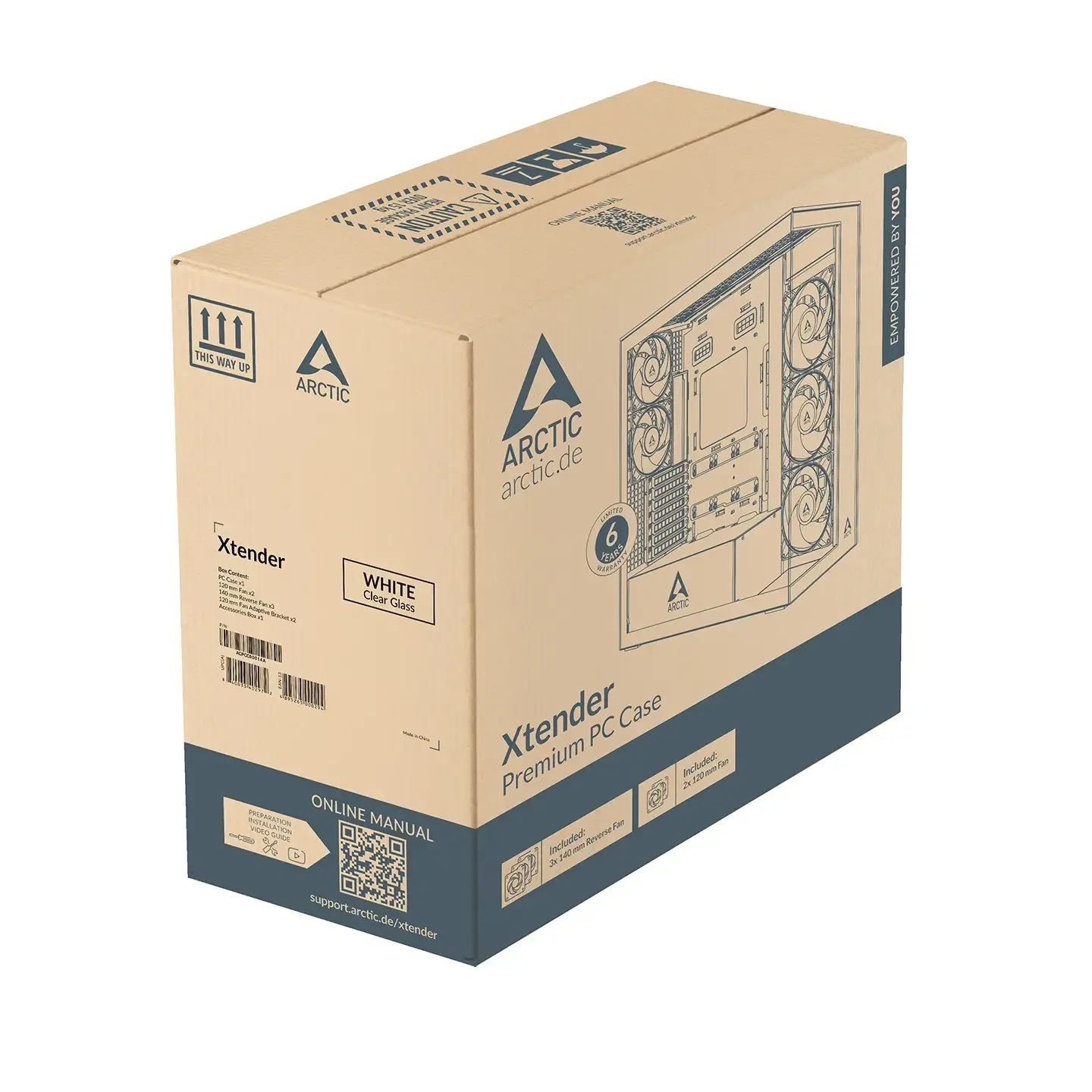 ARCTIC Xtender VG White Clear Glass Premium E-ATX PC Gaming Case - Thumbnail 4