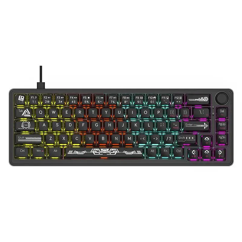 AJAZZ AK690 Wired Mechanical Gaming Keyboard – Maillard MC Switch, RGB DIY, Half-Transparent Black - Image 2