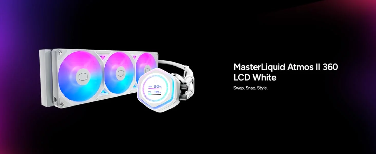 مبرد سائل للمعالج Cooler Master Atmos II 360 LCD AIO مع راديتر 360mm ومراوح ARGB PWM، أسود - Image 18
