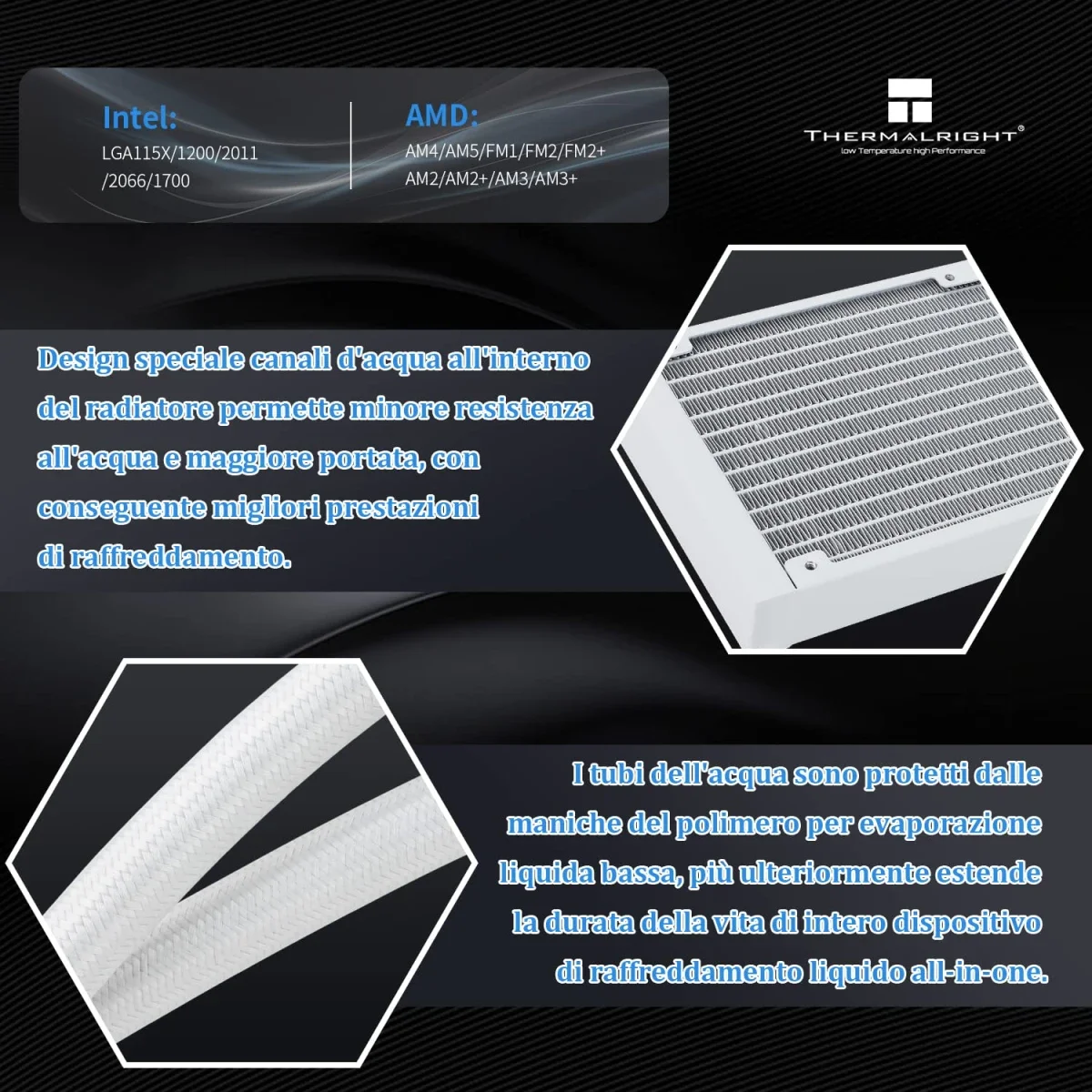 مبرد مائي للمعالج Thermalright Frozen Magic 360 Scenic V2 مع 3 مراوح 120mm PWM - White - Thumbnail 4