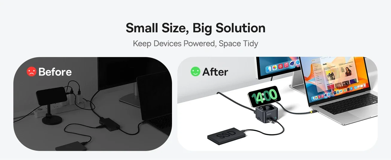 موزع USB-C Baseus MagPro Series II 7 في 1 مع شاحن لاسلكي Qi2 بقدرة 15W ومنفذ HDMI بدقة 4K@60Hz وشحن PD بقدرة 100W وسرعة 10Gbps وقارئ بطاقات SD - أسود - Image 10