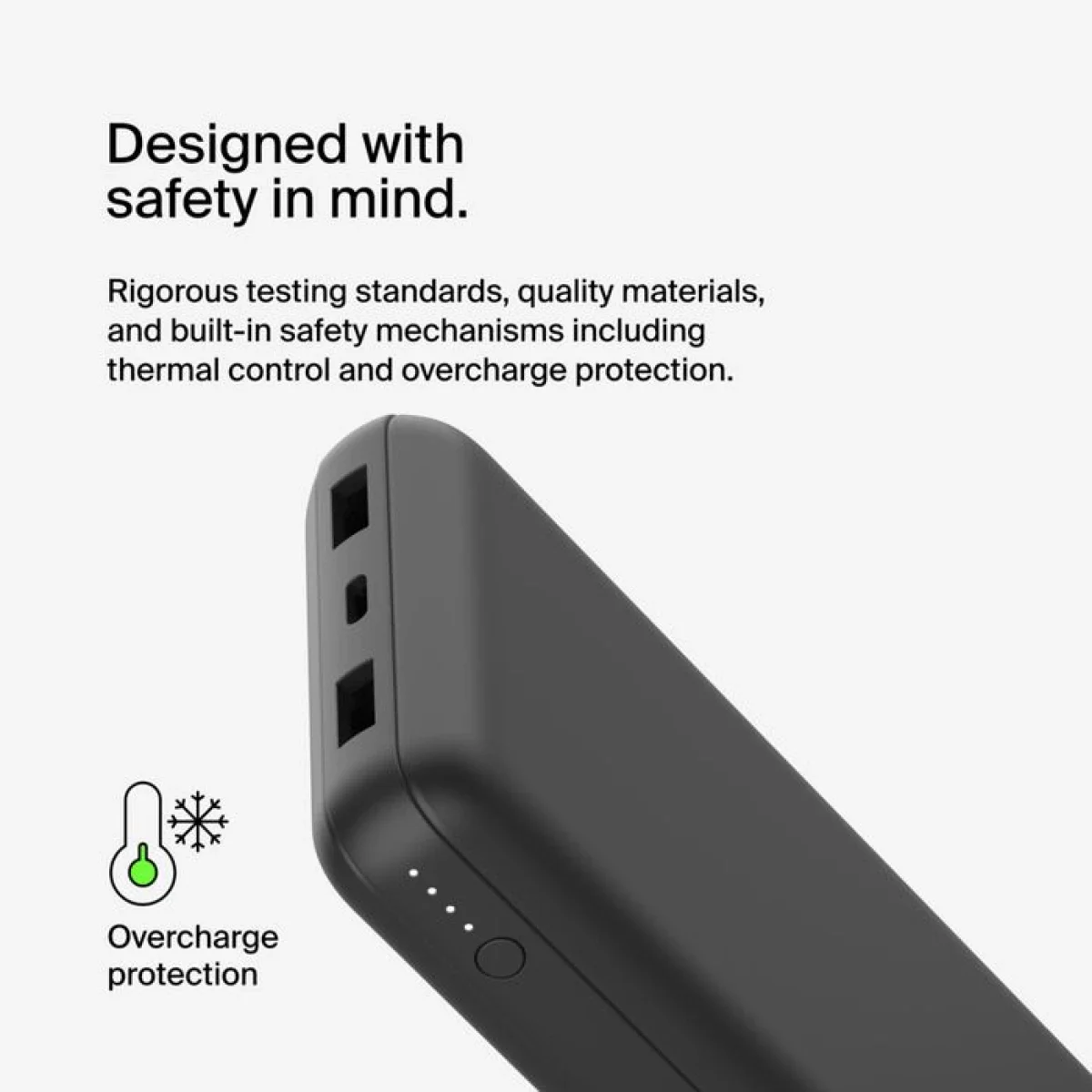 Belkin BPB012BTBK BoostCharge 20,000mAh USB-C Power Bank with 2 USB-A Ports, 15W, Black - Thumbnail 5