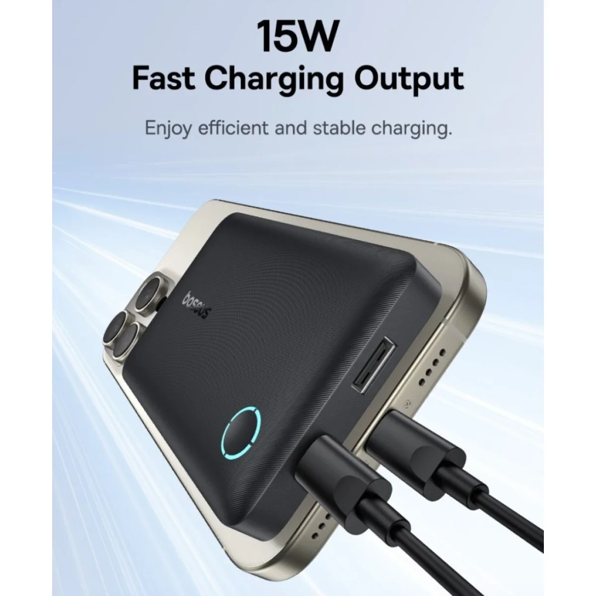 باور بانك Baseus EnerFill FP11 بسعة 10000mAh وشحن سريع 15W أسود - Thumbnail 8