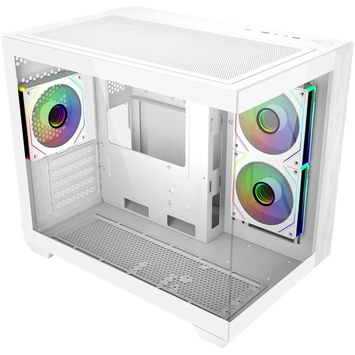 Cooler Master Elite 481 Wood White ARGB Mid-Tower Gaming Case with 3 x 120mm Fans - Thumbnail 3