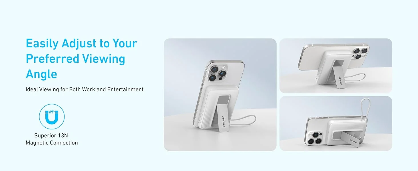 Anker Zolo 10000mAh Magnetic Power Bank with 30W Fast Charging, Built-In USB-C Cable & Stand - Blue - Thumbnail 15