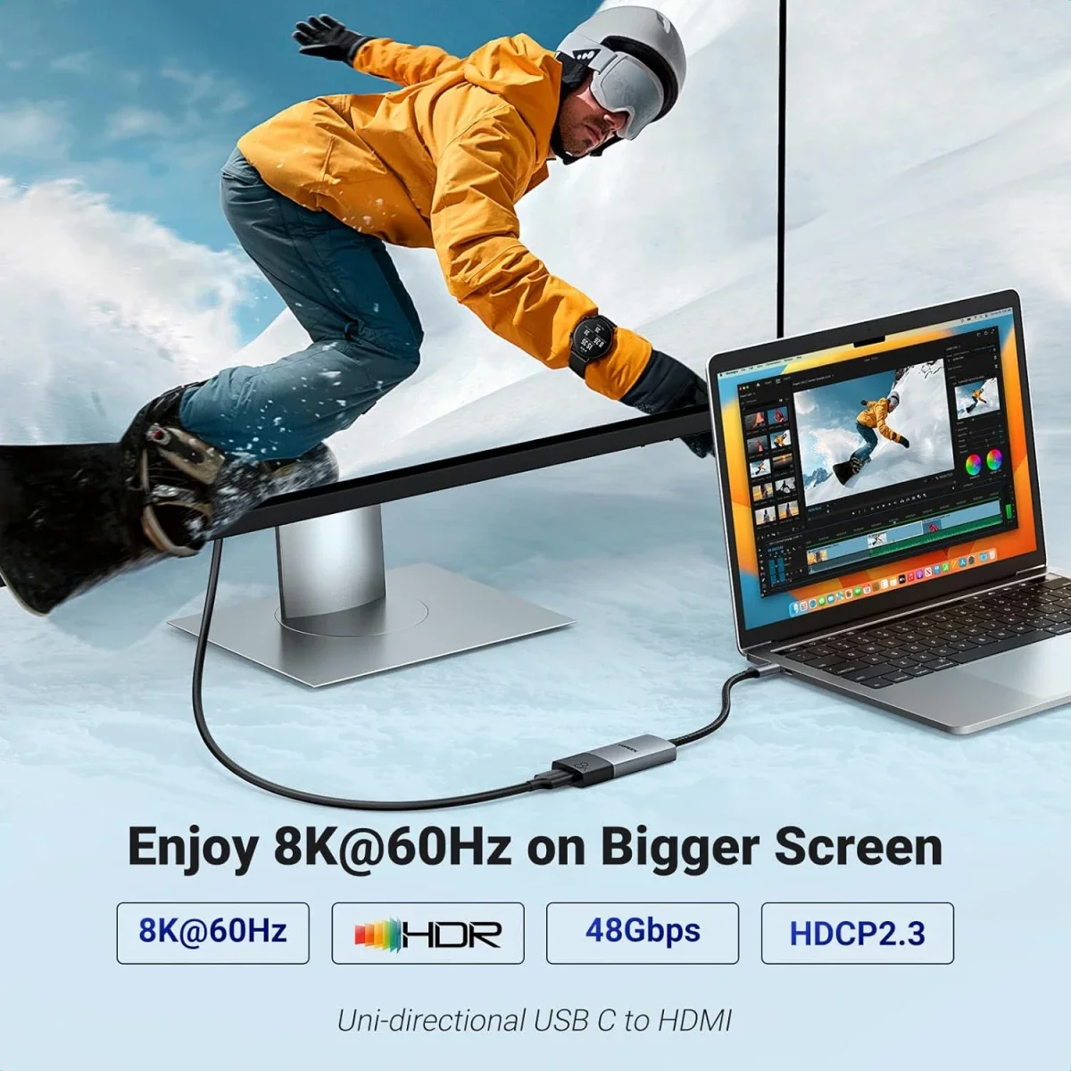 محول Ugreen من USB-C إلى HDMI 2.1 بدقة 8K@60Hz و4K@240Hz - Thumbnail 2