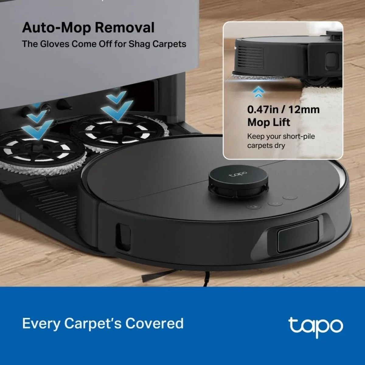 مكنسة روبوت TP-LINK Tapo RV50 Pro Omni مع ممسحة وقوة شفط 15000 باسكال - Image 8