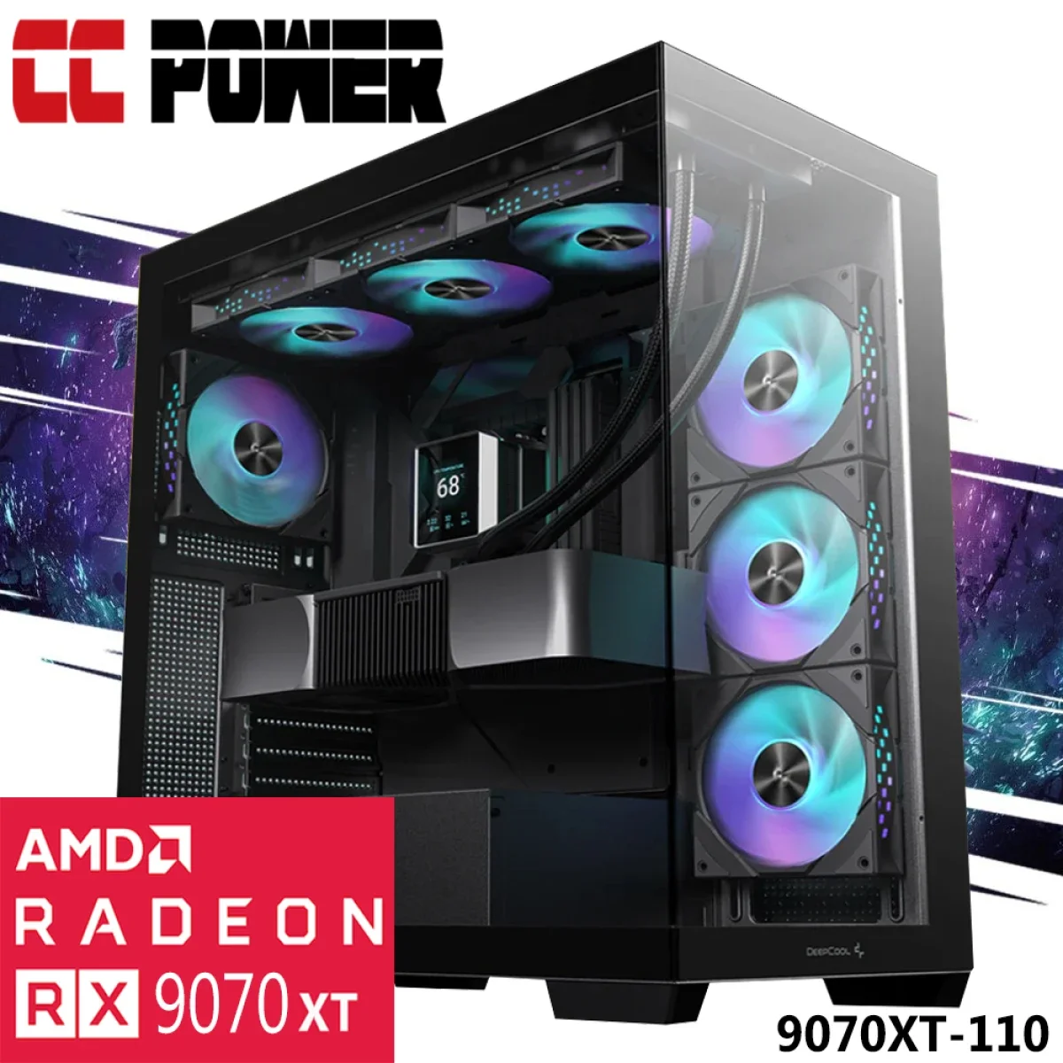 كمبيوتر ألعاب City Center Computers 9070XT-110 بمعالج AMD Ryzen 9 9950X3D وكرت Radeon RX 9070 XT وذاكرة 32GB وتخزين 1TB SSD وتبريد سائل - Image 1