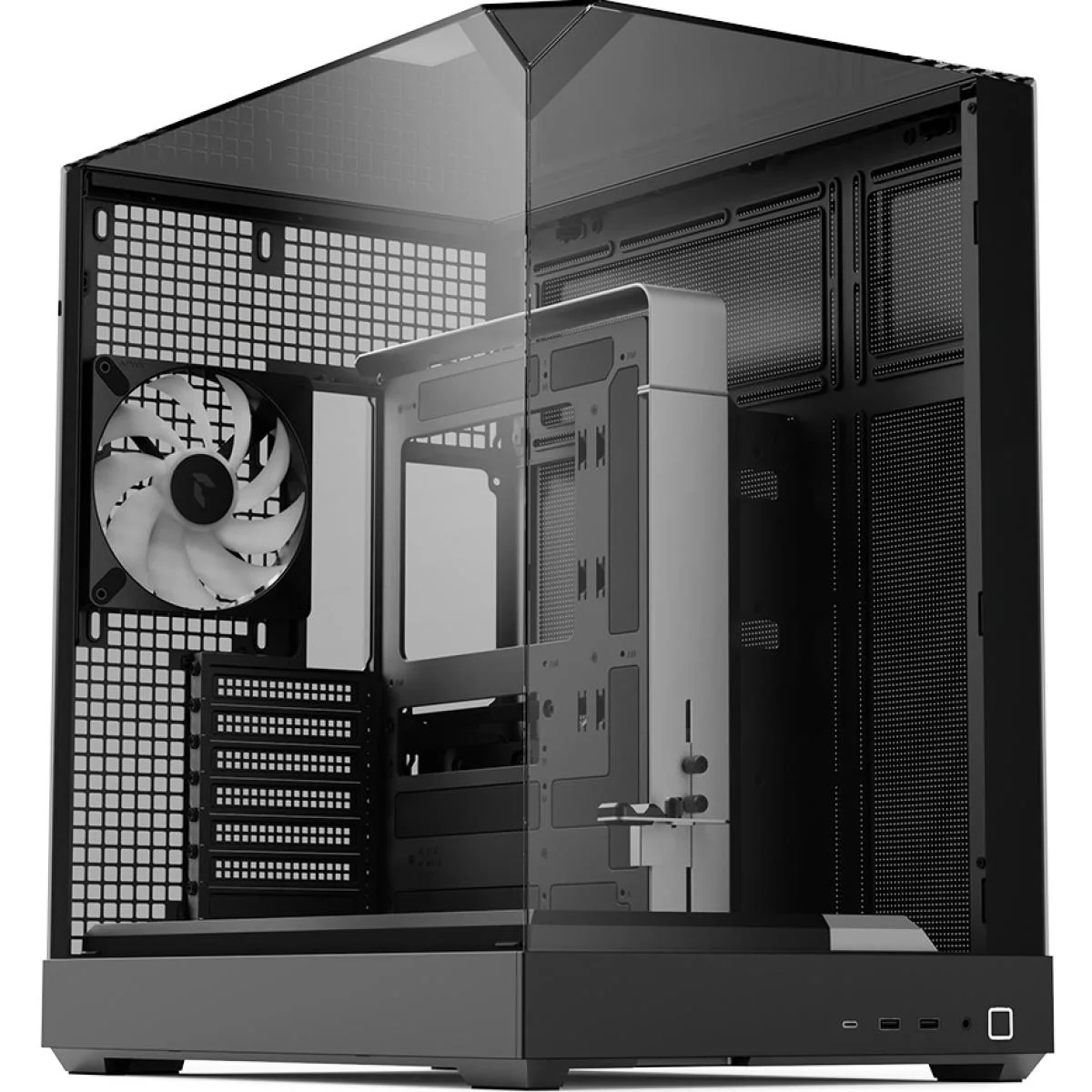 APNX V2 Black ATX Mid-Tower Panoramic Gaming Case with 4x 140mm ARGB Fans