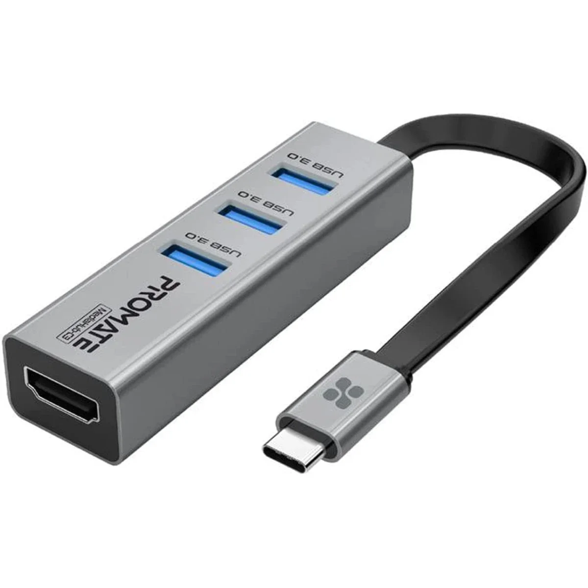 محول Promate MediaHub-C3 من USB-C إلى HDMI من الألومنيوم مع 3 منافذ USB 3.0، 4K 30Hz - Image 2