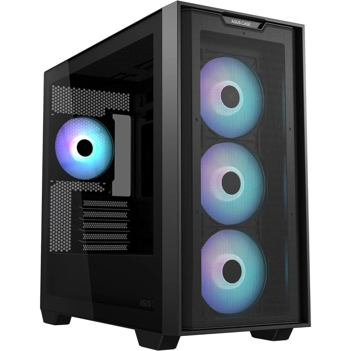 Asus A21 PLUS Black Micro-ATX ARGB Mid-Tower Gaming Case with 4 x 120mm ARGB Fans