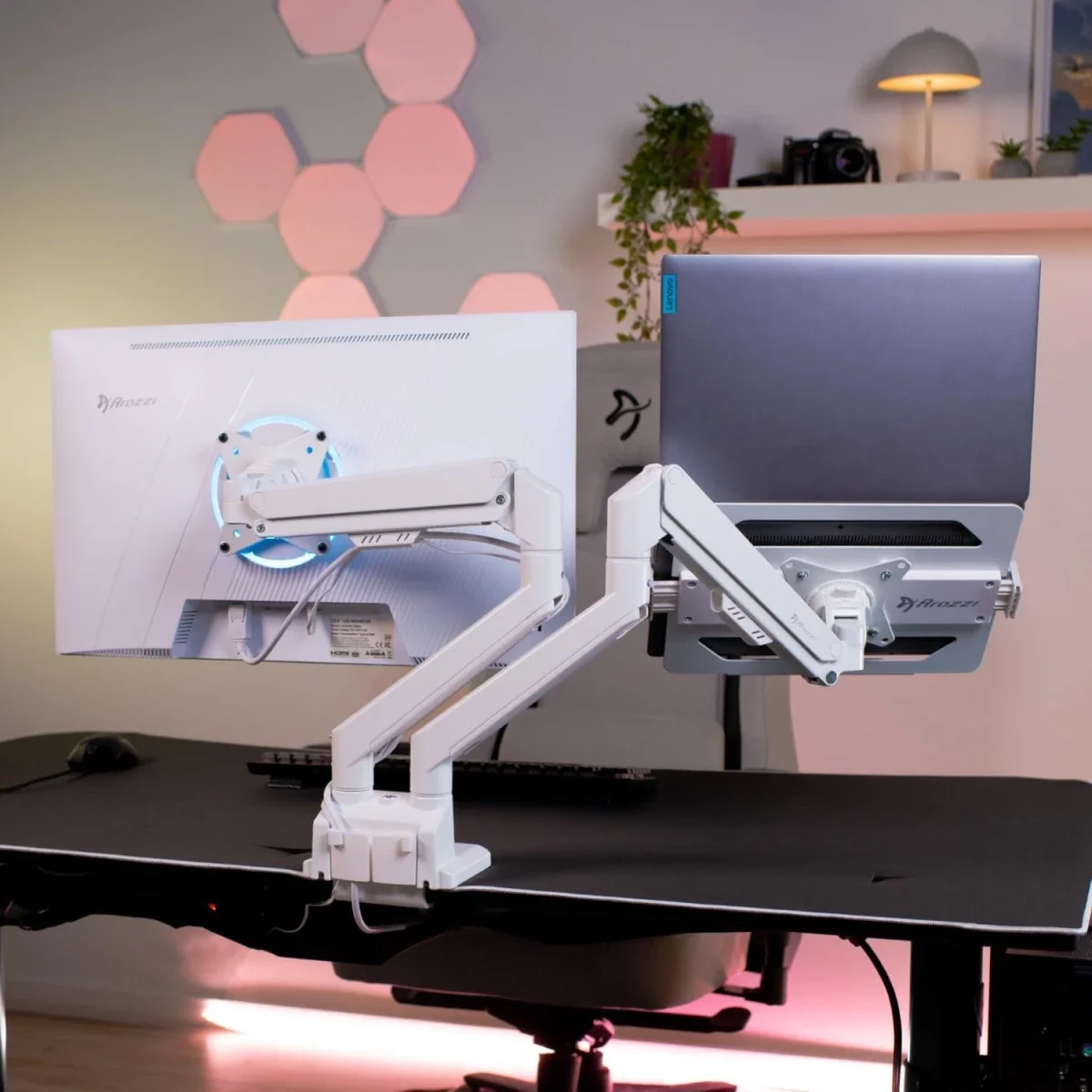 Arozzi Alzare Neo Duo Dual Gas Spring Monitor Arm, Up to 9kg, White - Image 6