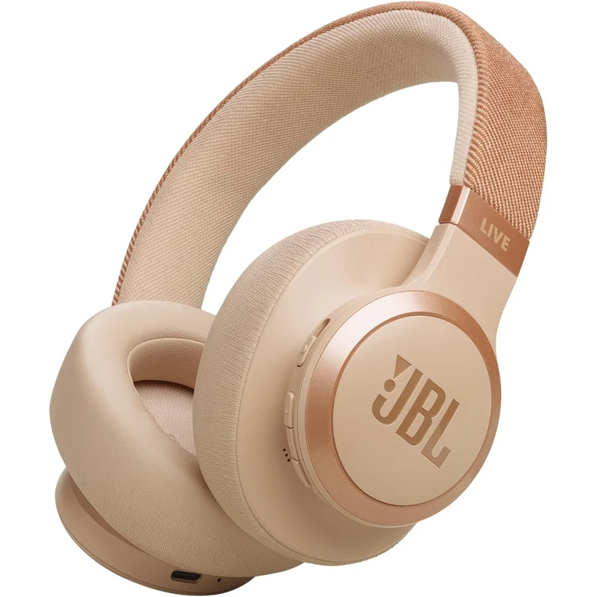 JBL Live 770NC Wireless Over-Ear Headphones with Adaptive Noise Cancelling, 65-Hour Battery Life - Sandstone - Thumbnail 2