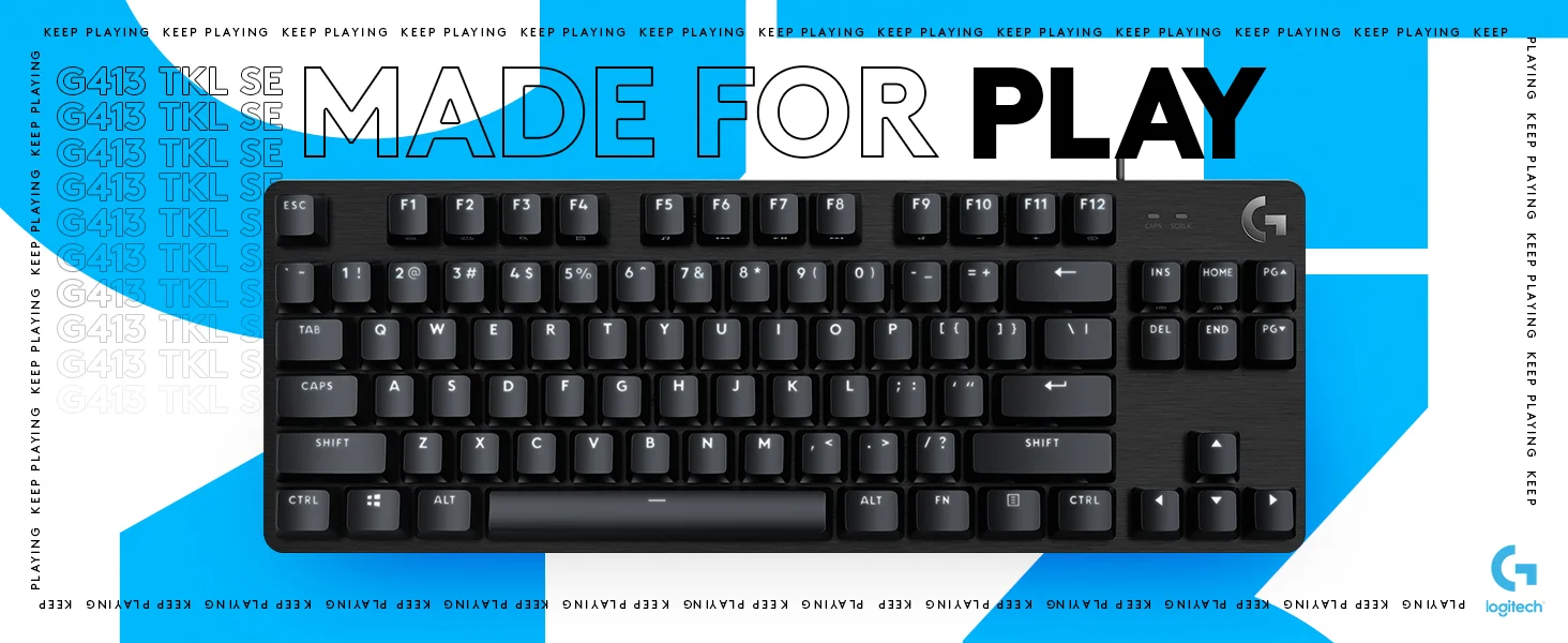 لوحة مفاتيح ألعاب ميكانيكية Logitech بإضاءة بيضاء وهيكل ألمنيوم أسود G413 TKL SE - Thumbnail 9