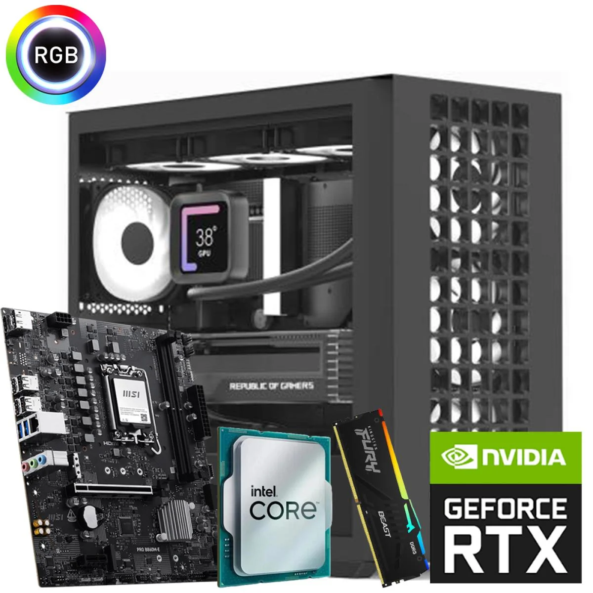 Intel Core Ultra 7 265F Gaming PC Build with RTX 5060 Ti 8GB, 16GB DDR5 RAM & 1TB NVMe SSD