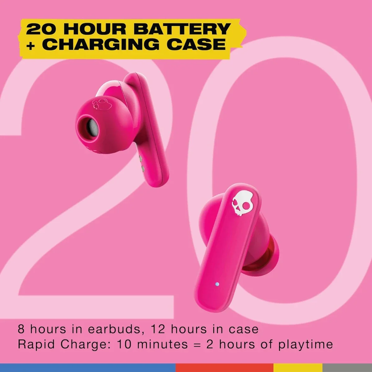 Skullcandy Smokin' Buds Wireless Bluetooth Earbuds, Pink - Thumbnail 3