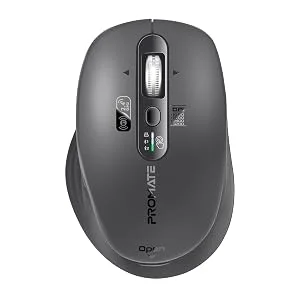 Promate SamoTri Tri-Mode Wireless Mouse, Bluetooth 5.0, 2.4GHz, 3200 DPI, Black - Thumbnail 9