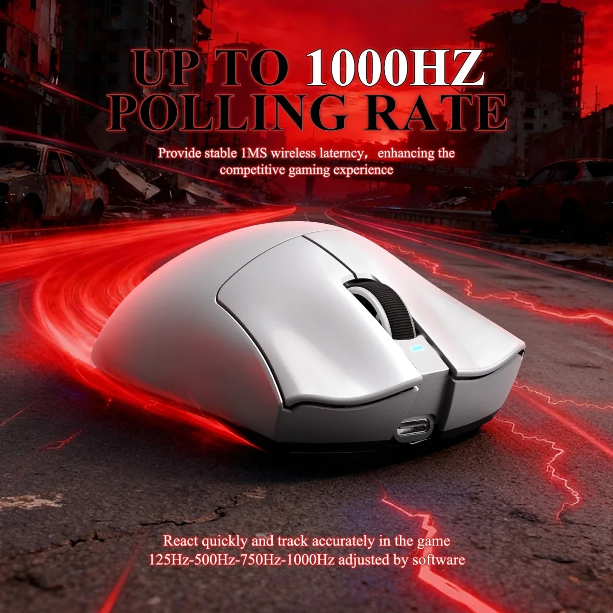 ماوس ألعاب ATTACK SHARK V3 PRO لاسلكي ثلاثي الوضع أبيض مع قاعدة شحن RGB - Image 5