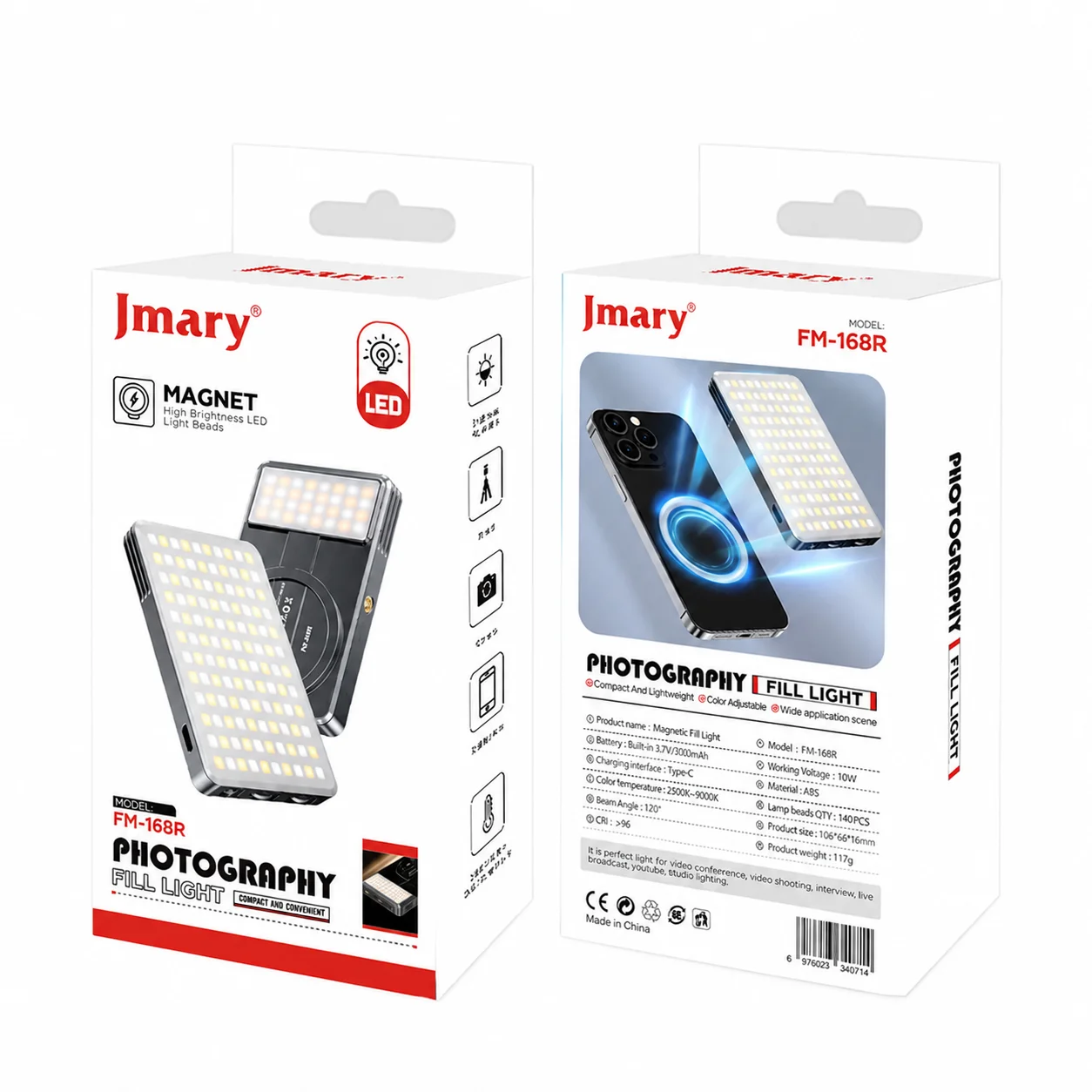 إضاءة تصوير فيديو مغناطيسية Jmary FM-168R LED بوضع CCT وقدرة 10 واط - Image 6