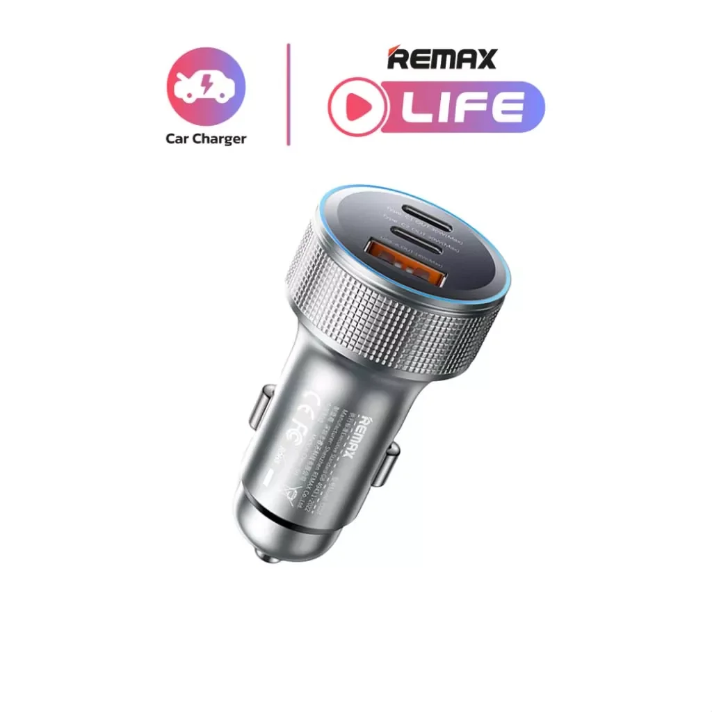 شاحن سيارة Remax CC07 سريع 60 واط من سبائك الألمنيوم بإضاءة ملونة - Thumbnail 3