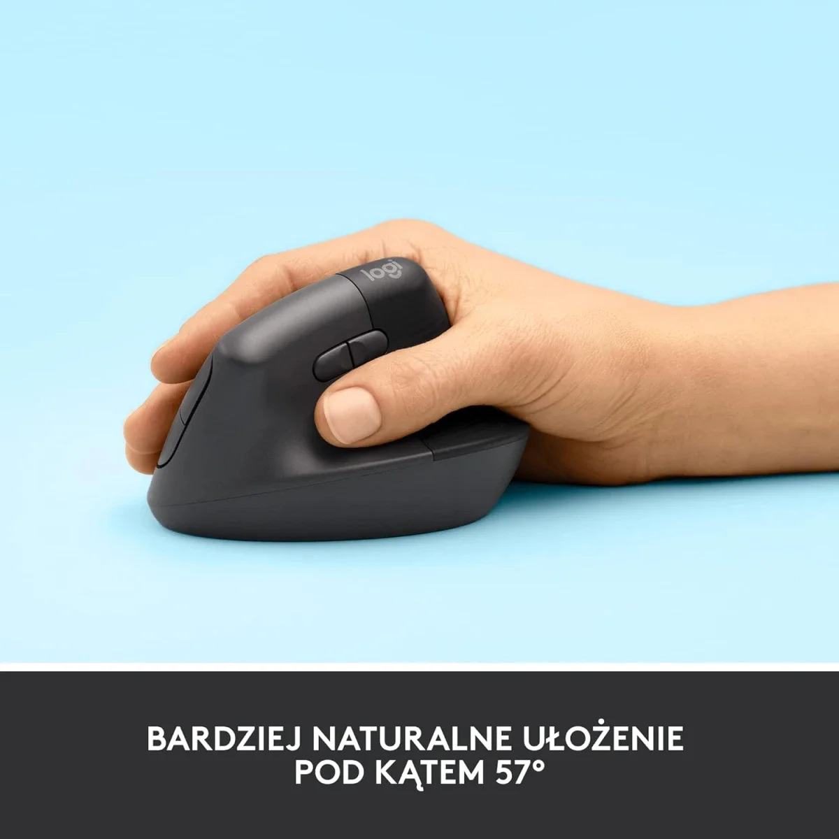 ماوس عمودي مريح Logitech Lift لاسلكي بنقرات هادئة و4 أزرار - أسود - Thumbnail 2