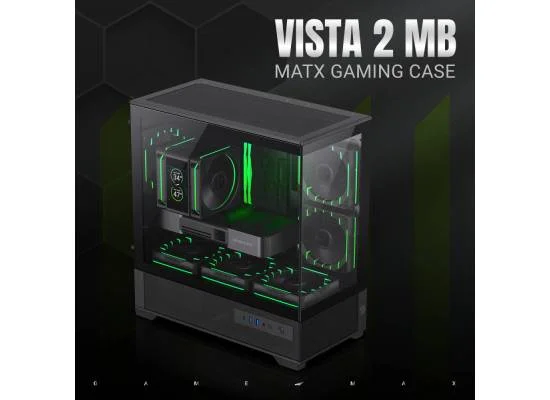 كيس كمبيوتر GameMax Vista للألعاب Micro-ATX بزجاج مقوّى مزدوج وهب ARGB ومراوح عكسية - Image 6