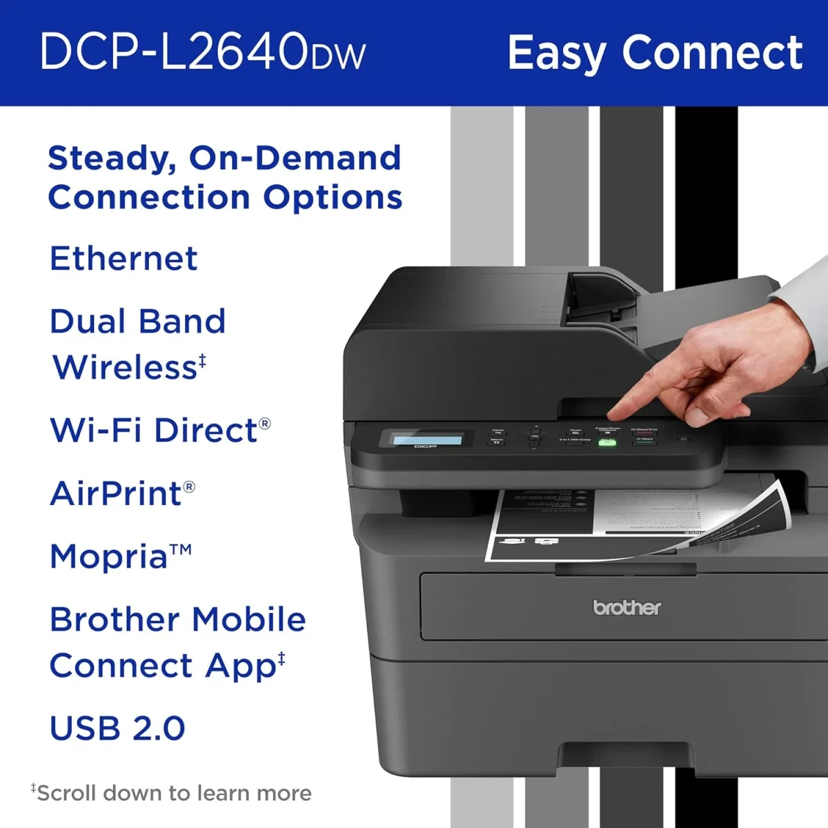 BROTHER DCP-L2640DW Wireless Monochrome Laser 3-in-1 Printer with 50-Page ADF - Thumbnail 5
