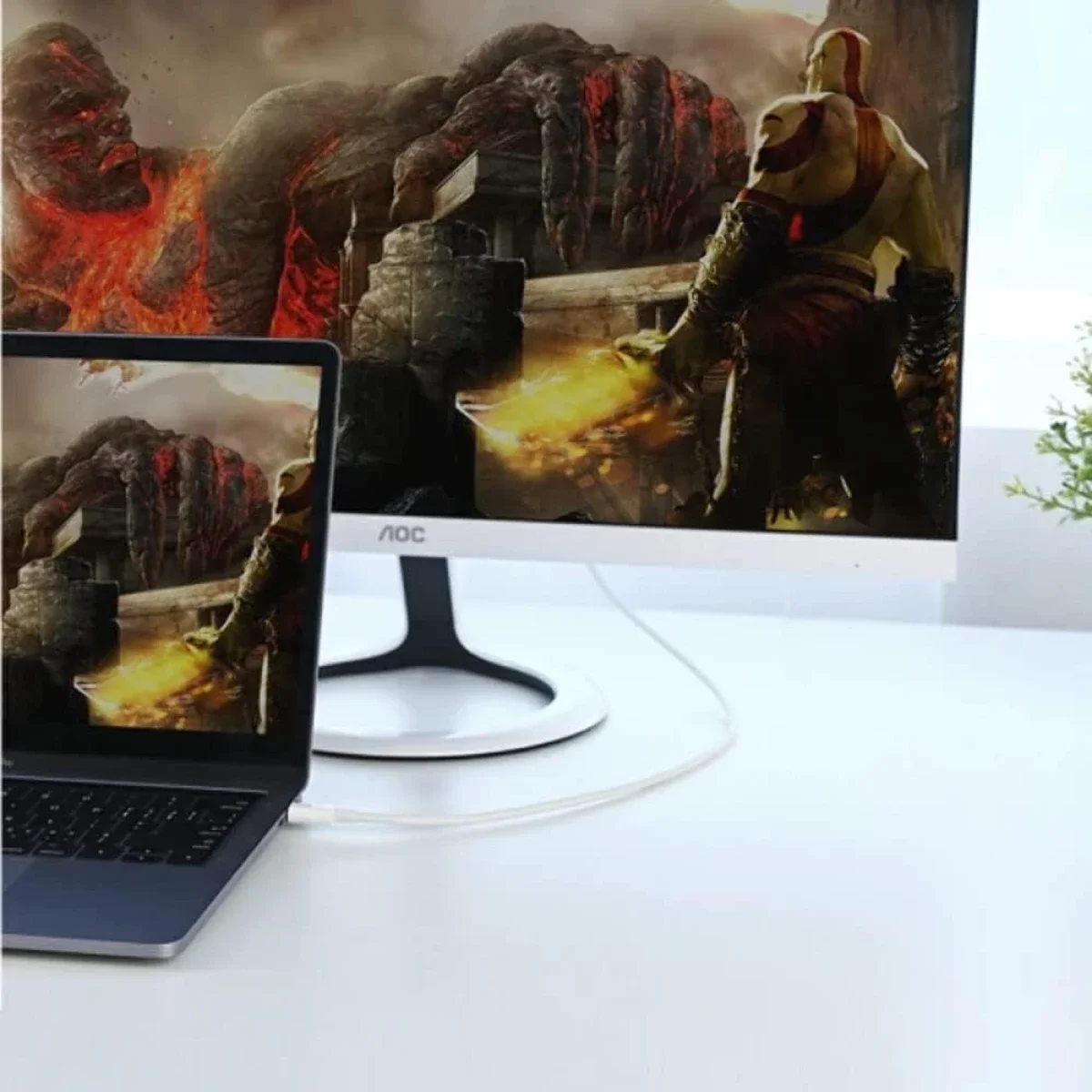 سلك محول USB-C إلى DisplayPort من Ugreen 40420 بطول 1.5 متر 4K 30Hz أبيض - Image 3