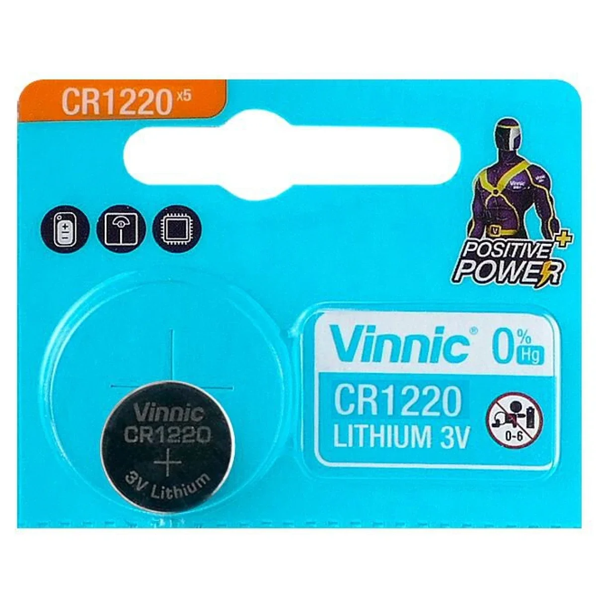 بطارية عملة ليثيوم VINNIC CR1220 بجهد 3 فولت