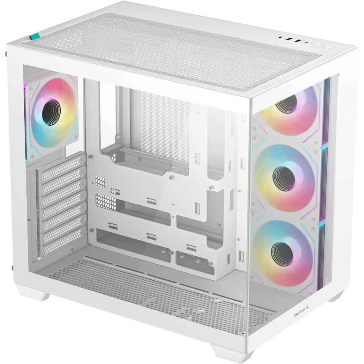 هيكل كمبيوتر DeepCool CG530 4F بانورامي ATX ميد تاور مع 4 مراوح مثبتة مسبقًا وتصميم ثنائي الحجرة، أبيض - Image 2
