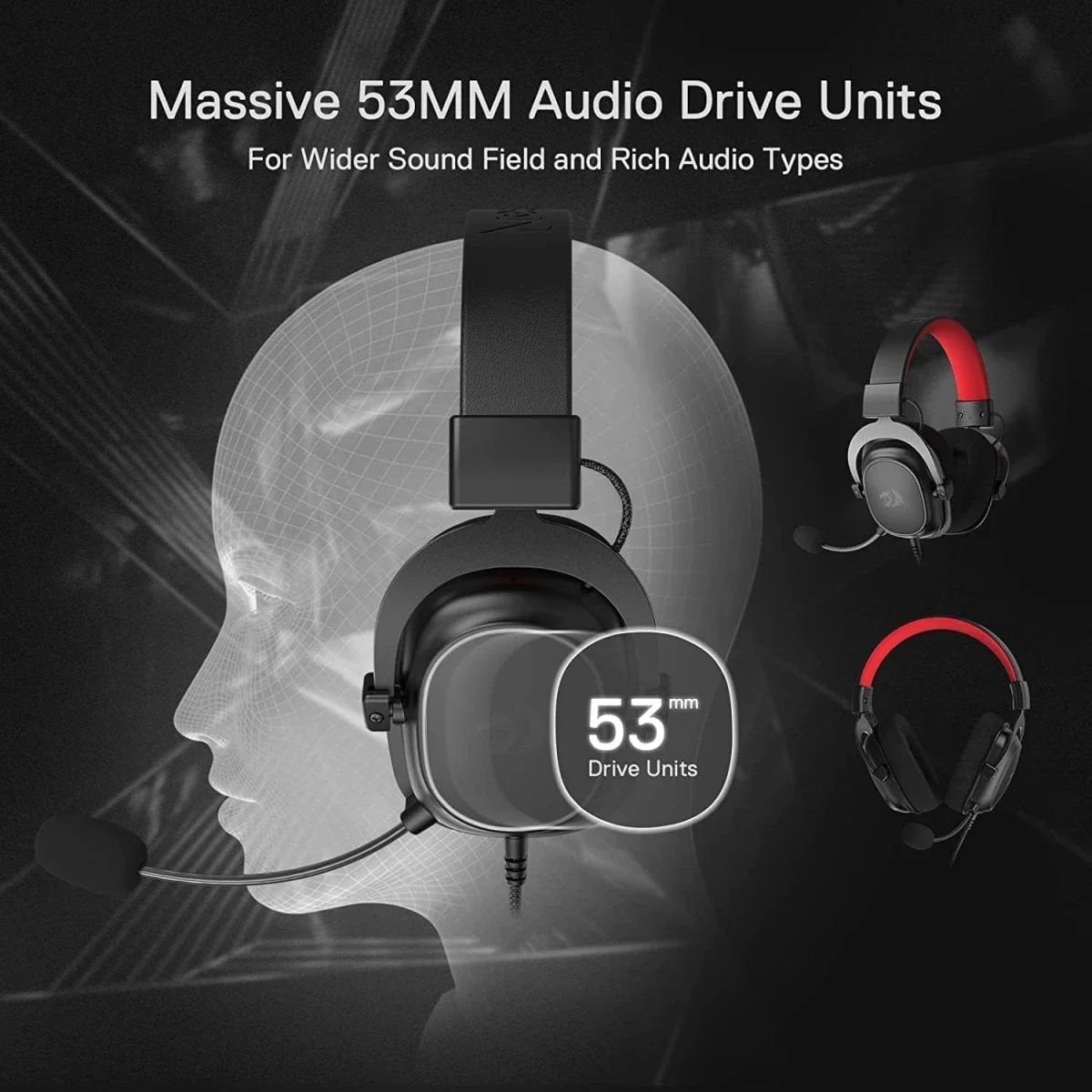Redragon H510 Zeus-X RGB Gaming Headset with 7.1 Surround Sound and 53mm Drivers - Black - Thumbnail 5