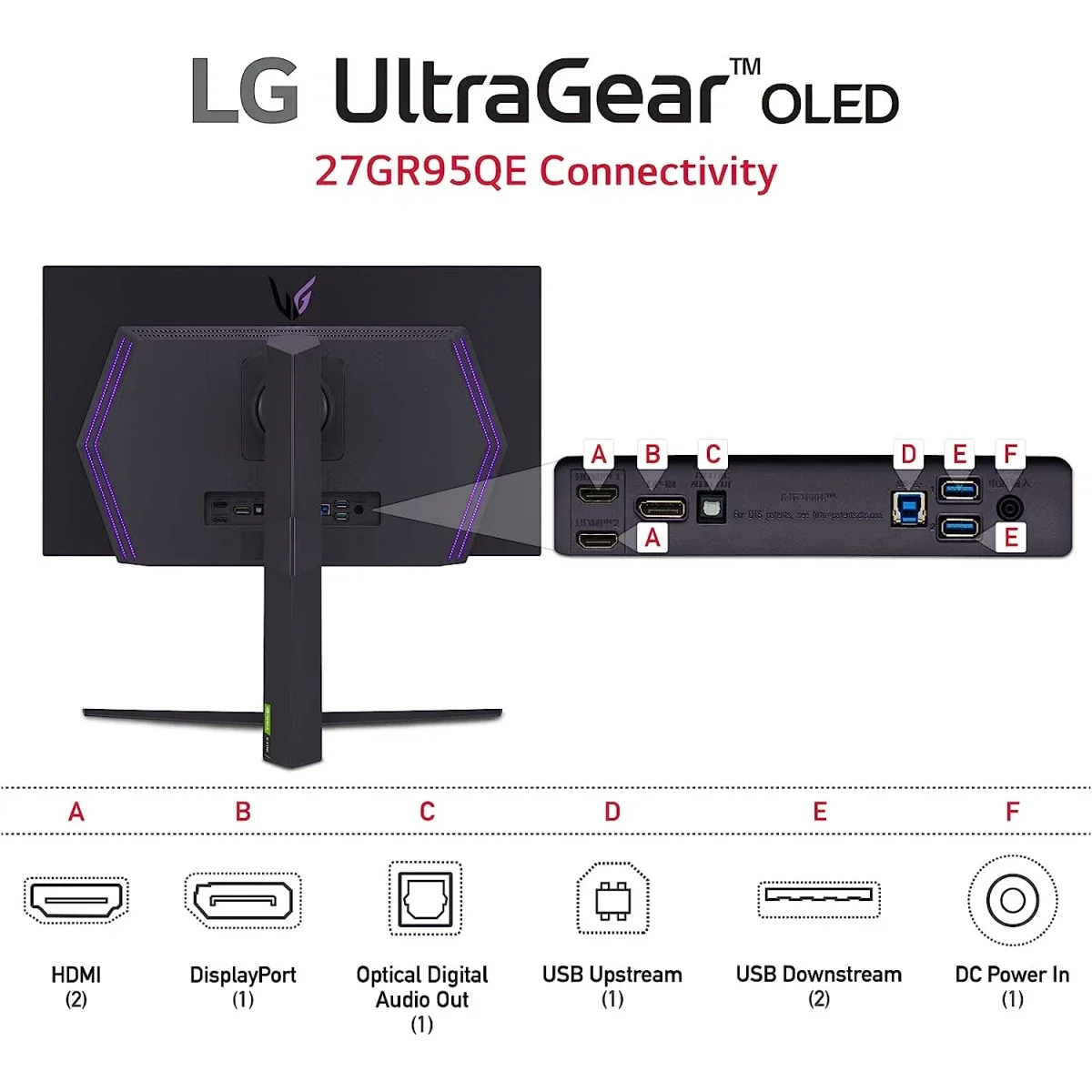 شاشة ألعاب LG 27GR95QE-B UltraGear OLED QHD مقاس 27 إنش، 240Hz، 0.03ms، HDR10، HDMI 2.1 - Thumbnail 2