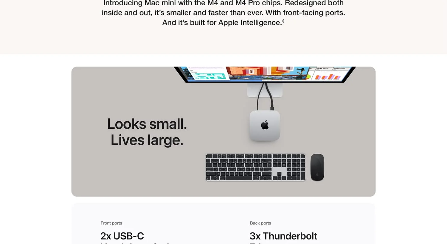 كمبيوتر صغير Apple Mac Mini (2024) M4 رام 16GB SSD 512GB جيجابت إيثرنت - Thumbnail 7