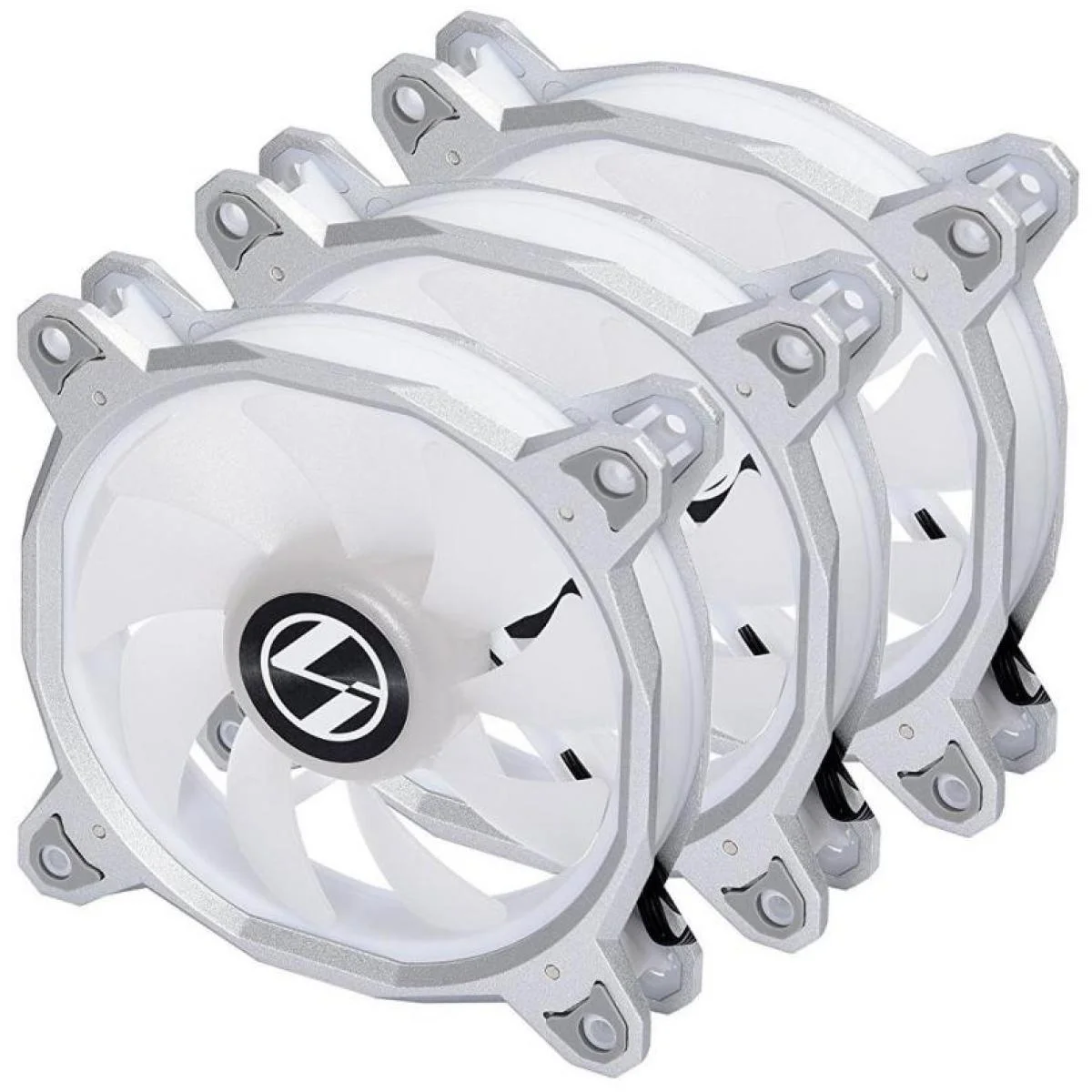 مروحة LIAN LI Bora Digital Series مقاس 120 مم بإضاءة ARGB وتحكم PWM، 3 مراوح، إطار فضي - Image 3