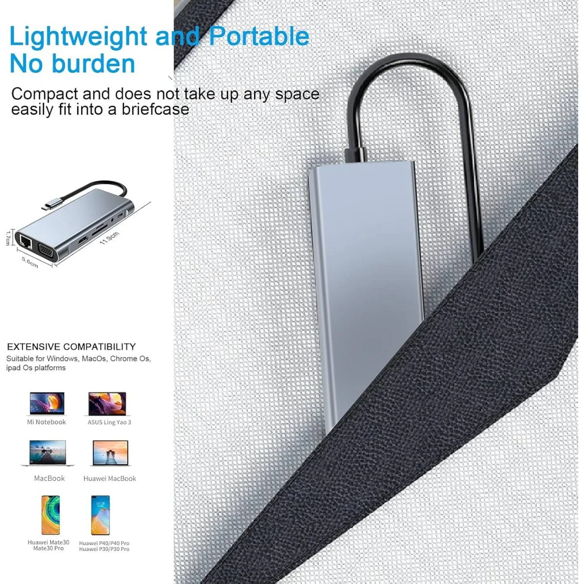 موزع USB-C SZPACMATE 11 في 1 مع 4K HDMI وVGA وPD وإيثرنت وقارئ بطاقات - Image 3