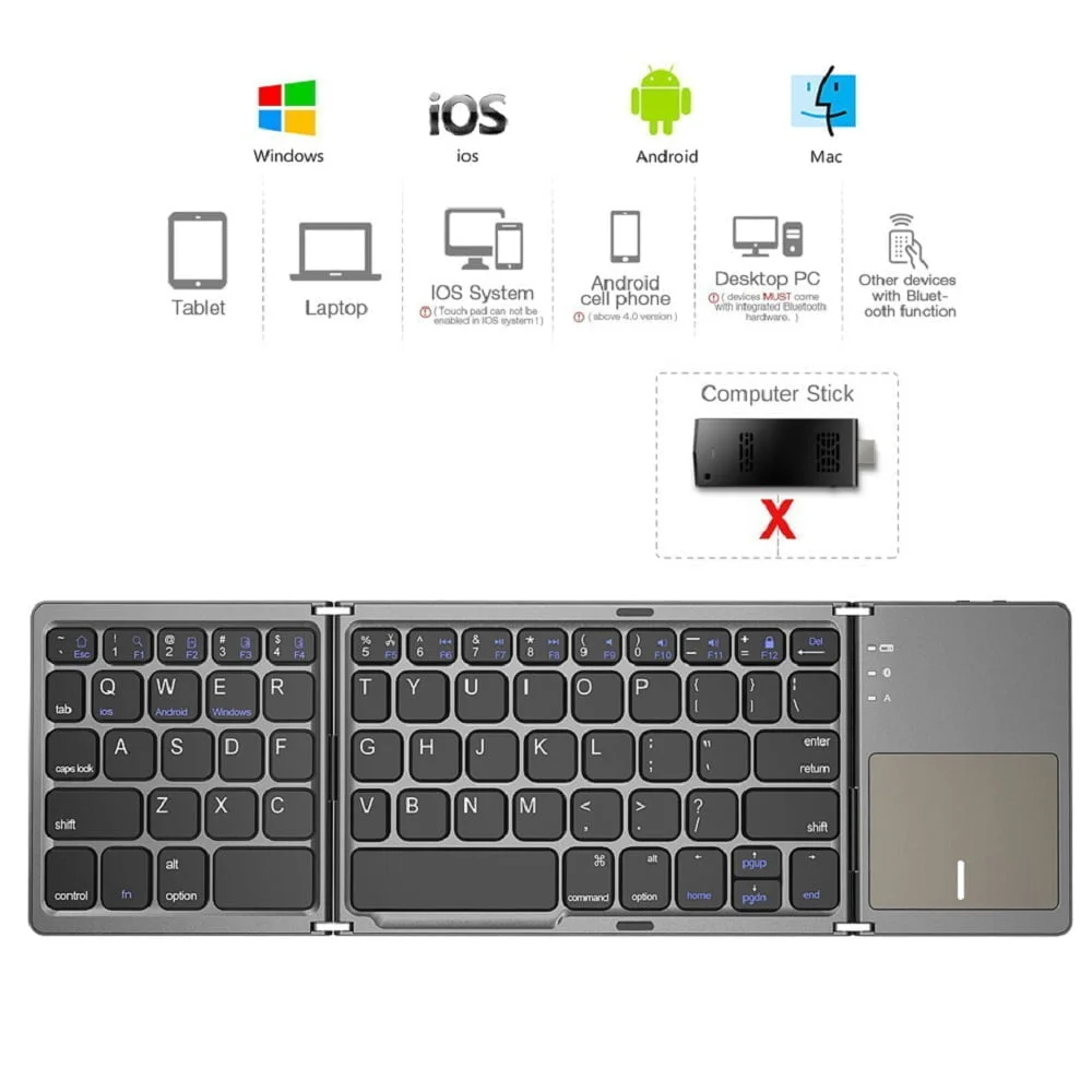 كيبورد AVATTO B033 بلوتوث قابل للطي مع تاتش باد إصدار 2 - Image 7