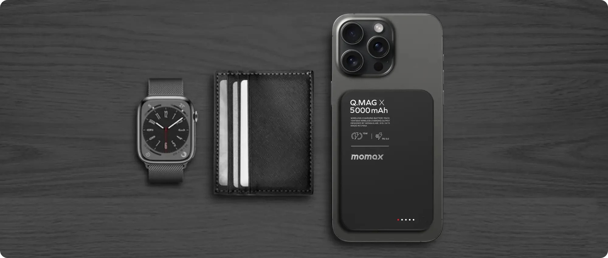 باور بانك لاسلكي MOMAX Q.Mag X بسعة 5000mAh الجيل الثاني 15W فائق النحافة MagSafe - Sandstone - Thumbnail 6